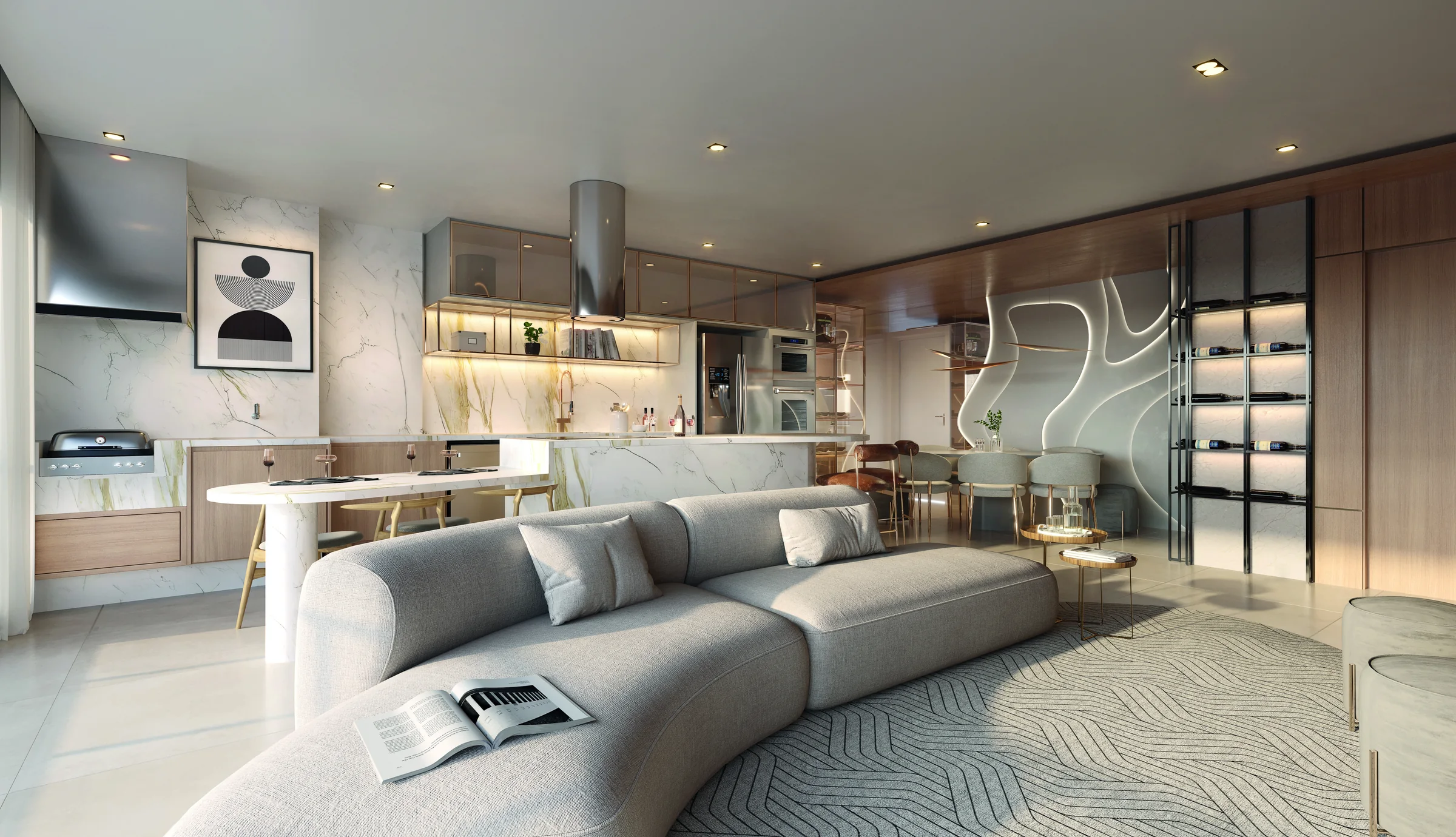 Living do apartamento de 90 m²