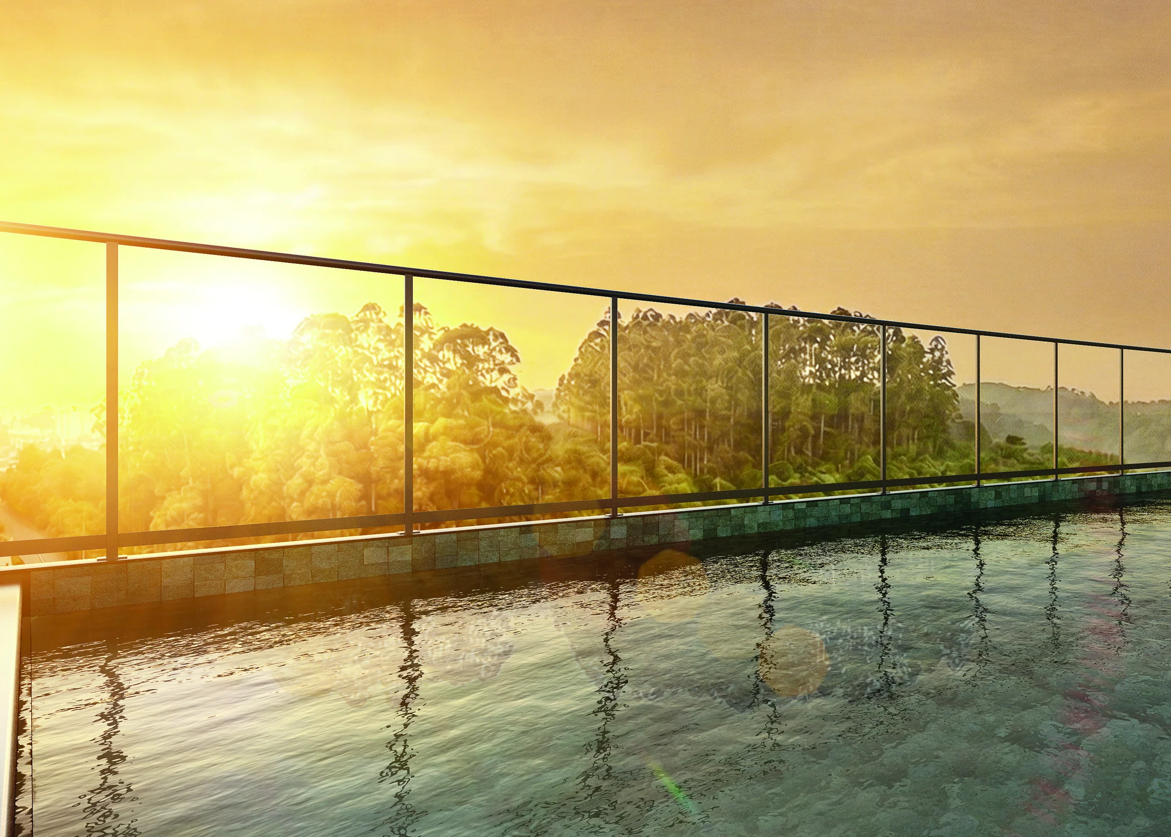Piscina panorâmica com raia de 25 metros