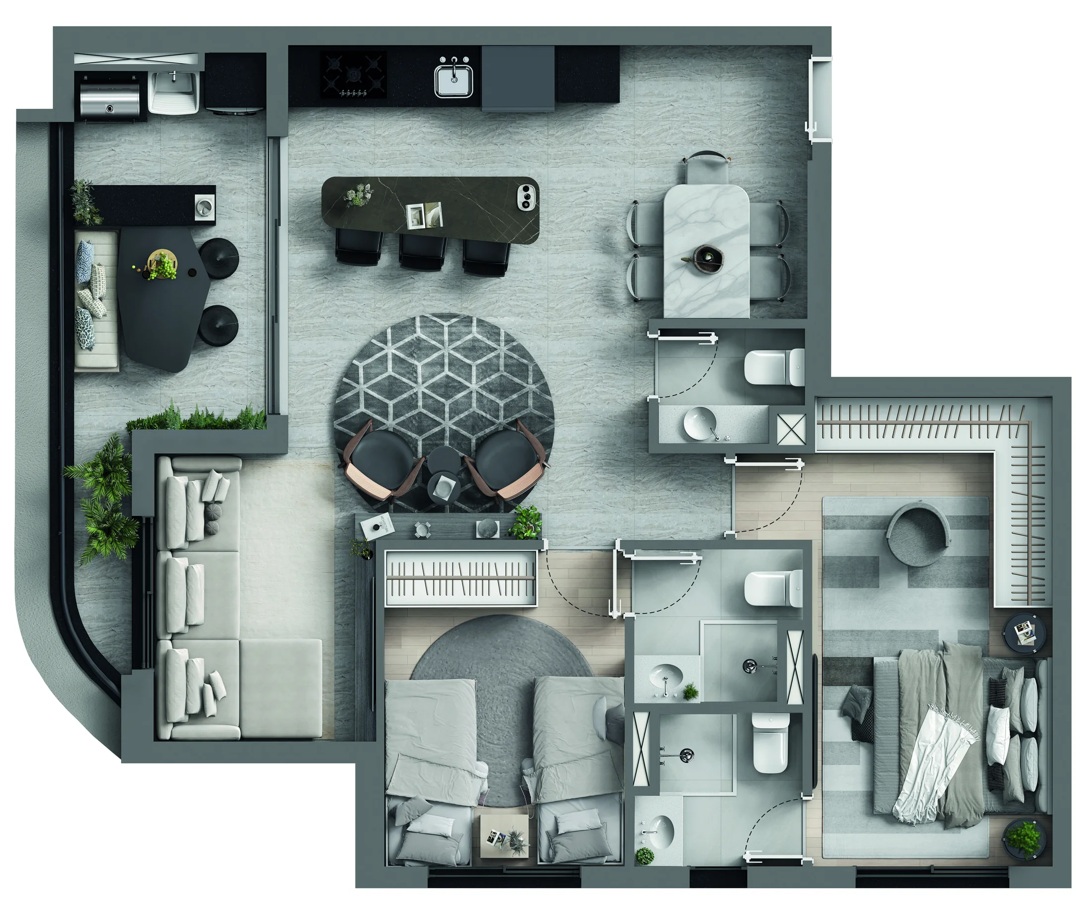Planta ampliada de 79 m² do Art Design Residence