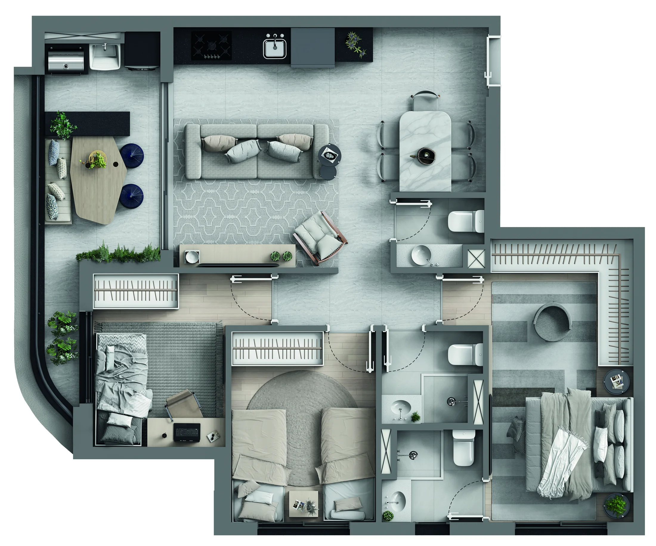 Planta padrão de 79 m² do Art Design Residence