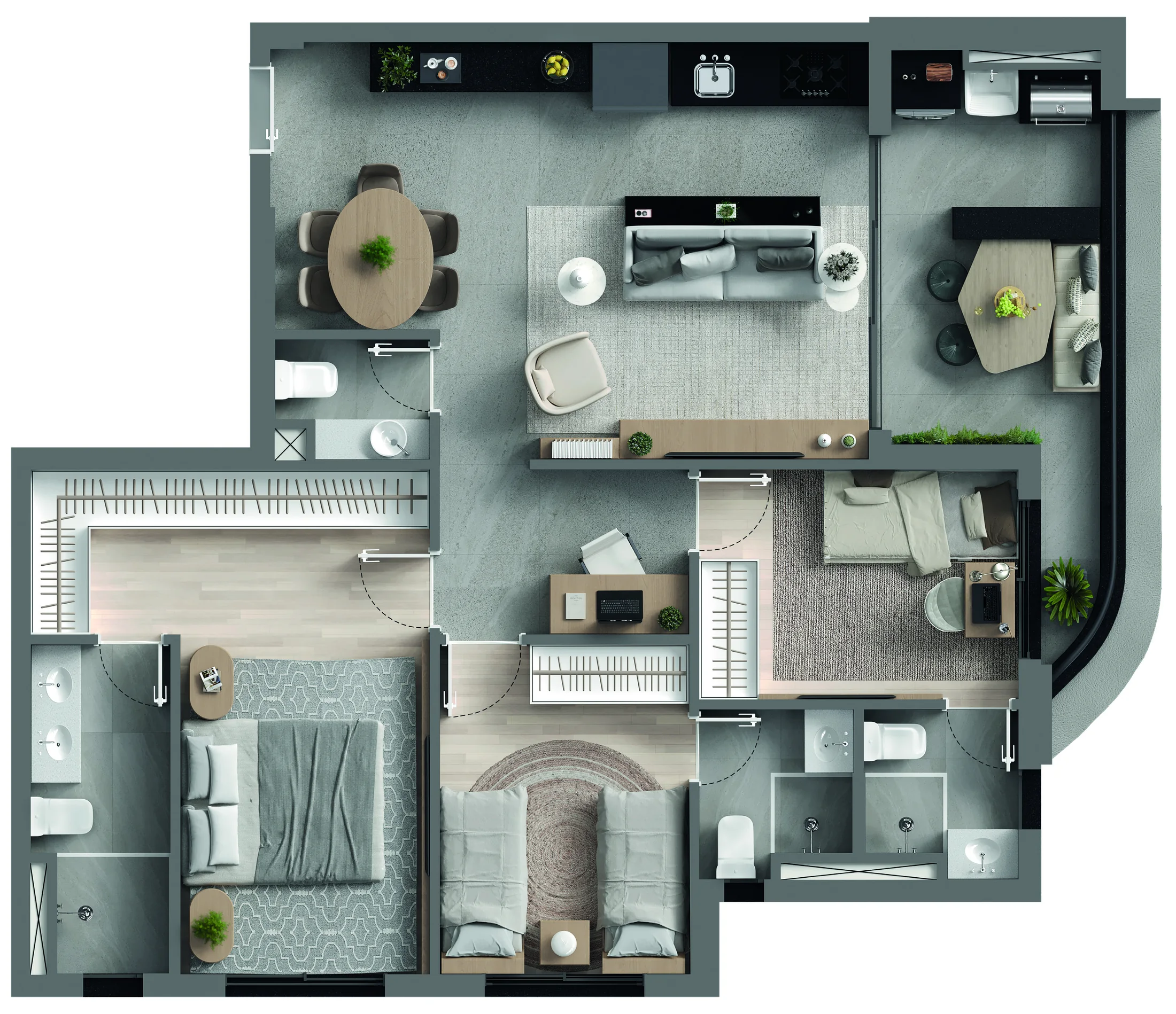 Planta padrão de 90 m² do Art Design Residence